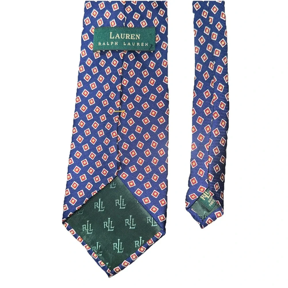Vintage‎ Lauren Ralph Lauren Necktie Mens Blue/Red Shirt Tie 100% Silk